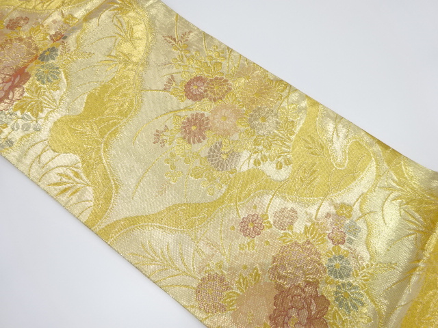 佐賀錦　道長取りに秋草模様織出し袋帯